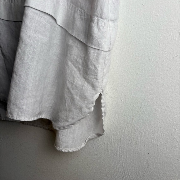 ROSSO35 Made in Italy Linen Ethereal Light Grey Button Down Tunic Sleeveless Top - Picture 4 of 16